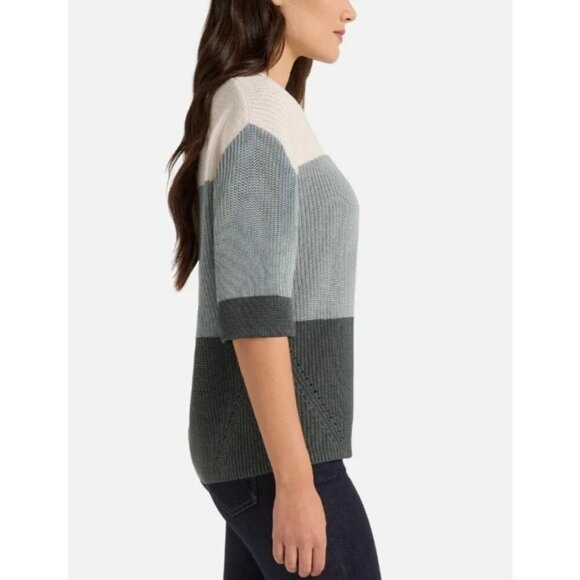 NWOT Matty M Women's L Color Block Sweater Short Sleeve Crew neck - Picture 3 of 7